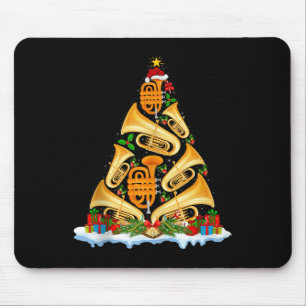Tuba Christmas Tree Lights Tuba Music Lover Musica Mouse Pad