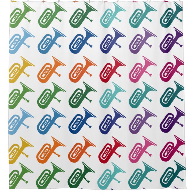 Tuba Colourful Fun Array Music T-Shirt Shower Curtain (Front)