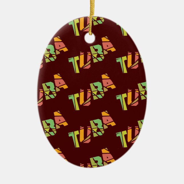 Tuba Cracked Text Ceramic Tree Decoration (Front)