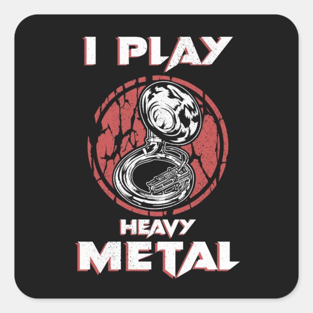 Tuba Gifts Heavy Metal Marching Band Sousaphone Square Sticker (Front)