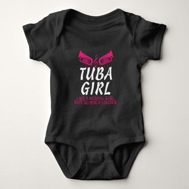 Tuba Girl So Much Louder Marching Band Funny Gift Baby Bodysuit (Front)