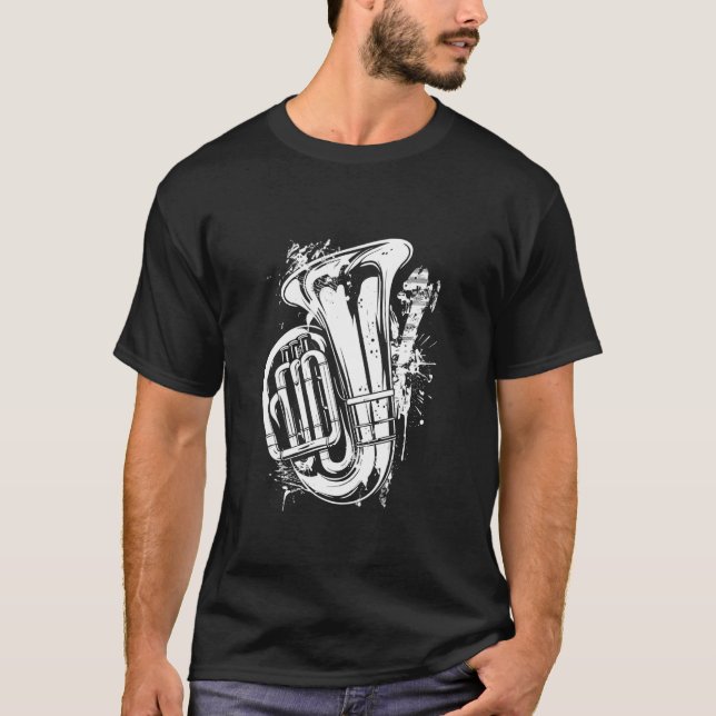 Tuba Graffiti Brass Player T-Shirt (Front)