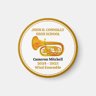 Tuba High School Band Gold Personalised Magnet