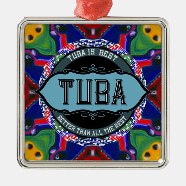 Tuba Music Note Circle Metal Tree Decoration (Front)