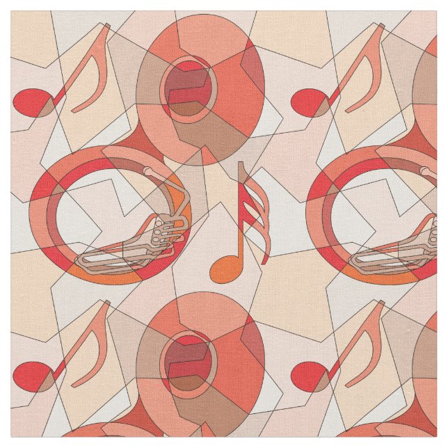 Tuba Music Note Fragments Fabric (Close Up)
