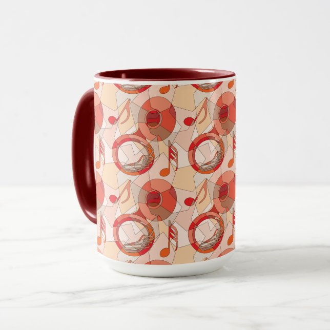 Tuba Music Note Fragments Reds Mug (Front Left)