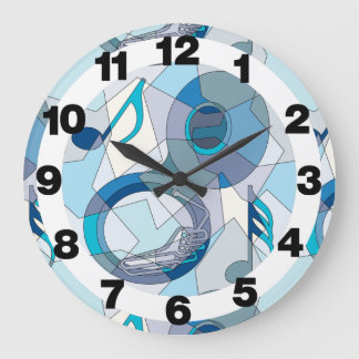 Tuba Music Notes Fragments Large Clock