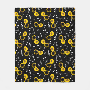 Tuba Music Notes Pattern Fleece Blanket