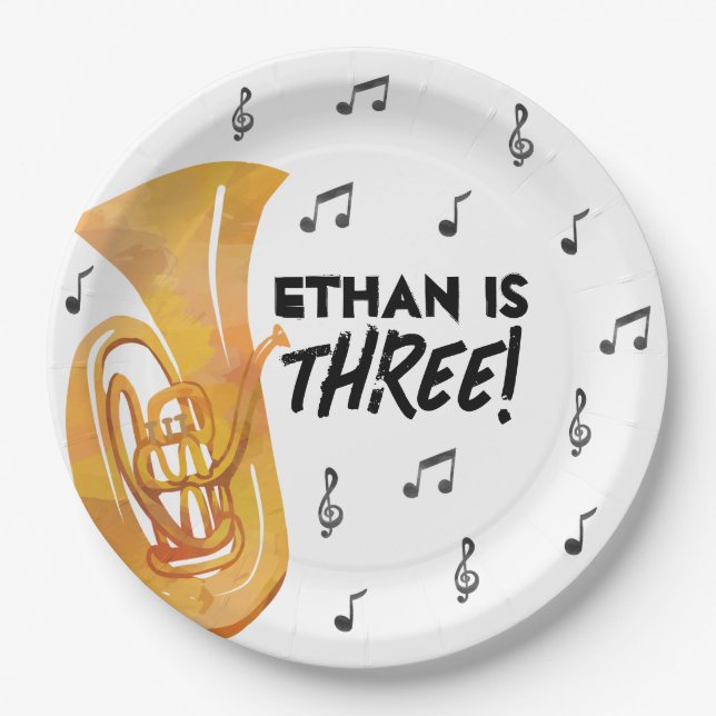 Tuba Music Theme Birthday Party Paper Plates (Front)