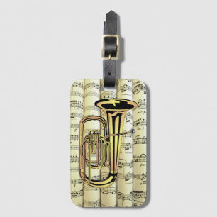 Tuba On Rolled Sheet Music ~ Luggage Tag