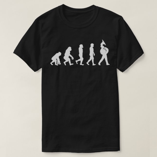 Tuba Player Evolution Marching Band T-Shirt (Design Front)