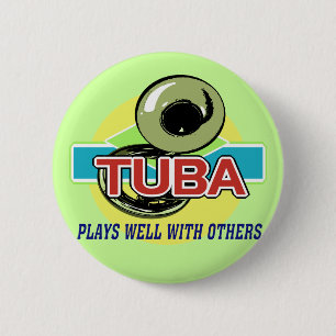 Tuba Plays Well 6 Cm Round Badge