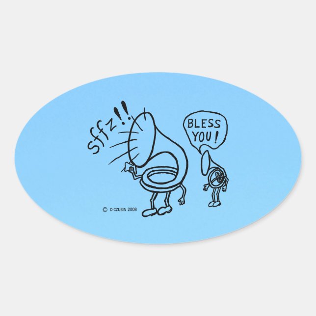 Tuba Sneeze Border Oval Sticker (Front)