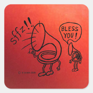 Tuba Sneeze Border Square Sticker