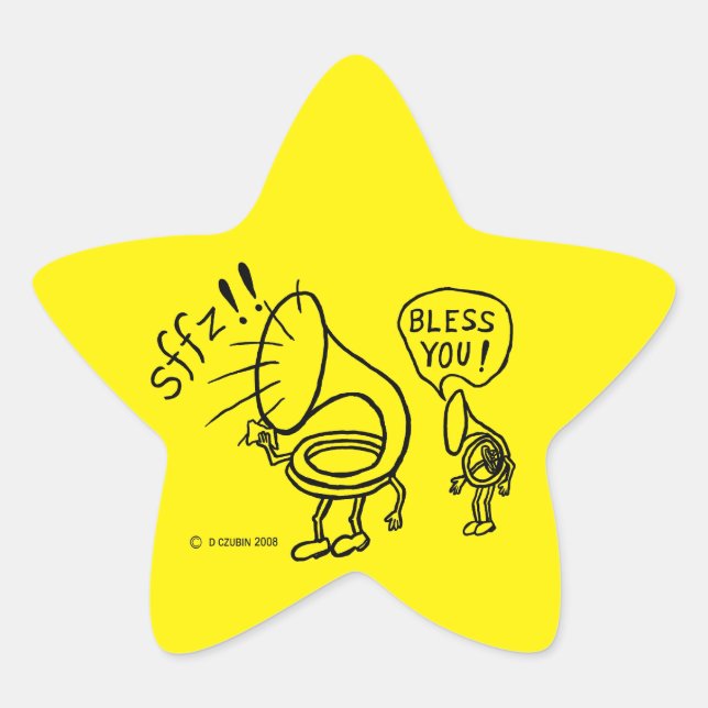 Tuba Sneeze Border Star Sticker (Front)