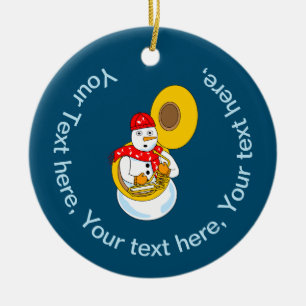 Tuba Snowman Ceramic Tree Decoration