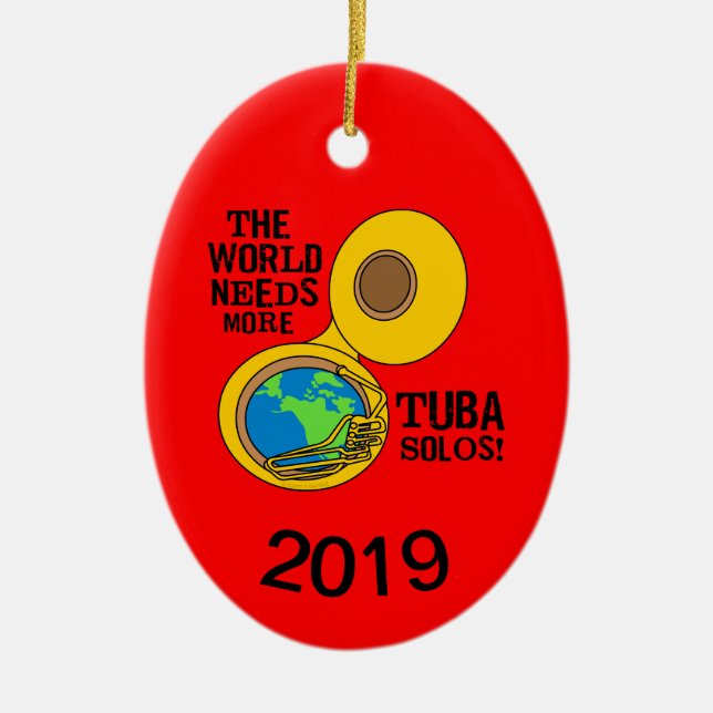 Tuba Solos Ceramic Tree Decoration (Front)