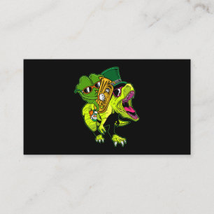 Tuba St Patricks Day Boys Kids Shamrock Dinosaur Business Card