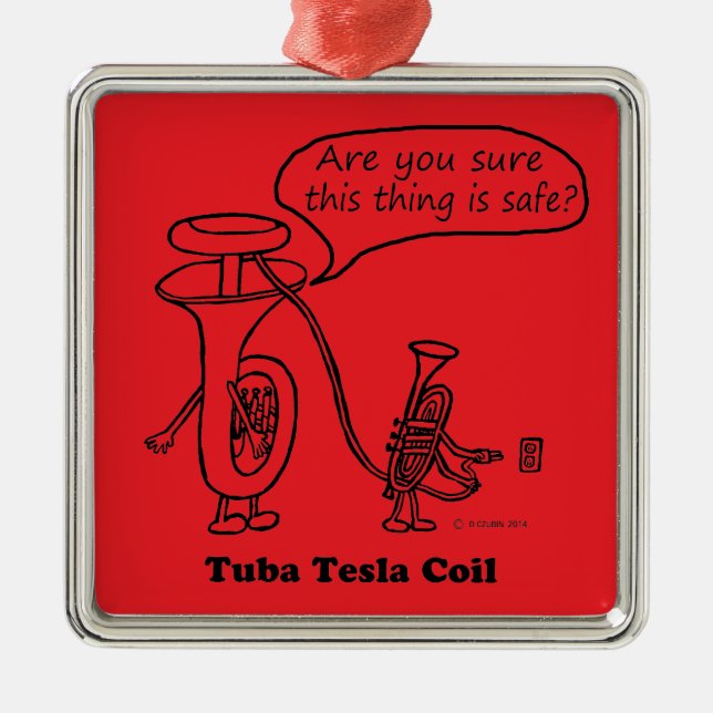 Tuba Tesla Coil Metal Tree Decoration (Front)