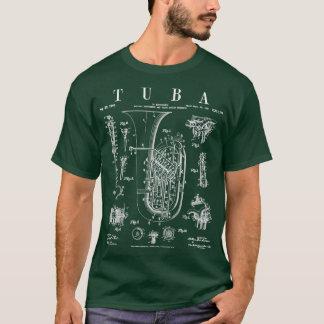 Tuba Vintage Patent Tubaist Tubist Drawing Print T-Shirt