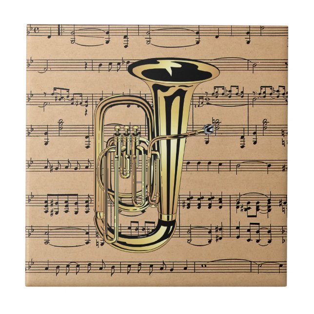 Tuba ~ With Sheet Music Background Tile (Front)