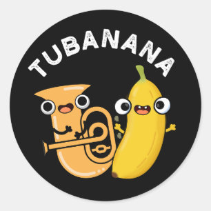 Tubanana Funny Tuba Banana Pun Dark BG Classic Round Sticker