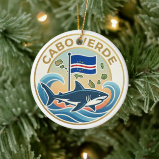 Tubarões Azuis - Cabo Verde Ceramic Tree Decoration