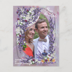 Tuberose & Lavender Blooms Announcement Postcard