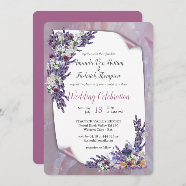 Tuberose & Lavender Blooms Invitation (Front/Back)