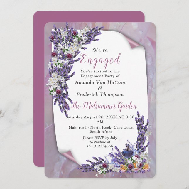 Tuberose & Lavender Blooms Invitation (Front/Back)