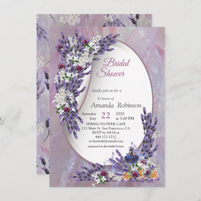 Tuberose & Lavender Blooms Invitation (Front/Back)