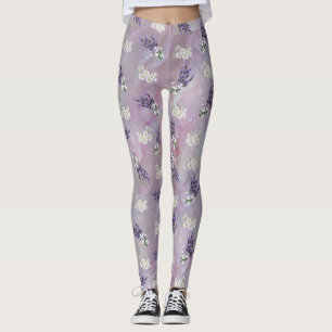 Tuberose & Lavender Blooms on Rose petals Leggings