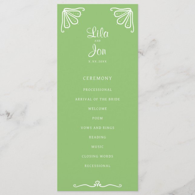 Tuberose Personalized Wedding Program Programme (Front)