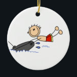 Tubing Stick Figure Ceramic Tree Decoration<br><div class="desc">If you love tubing you'll get a kick out of these cute Stick Figure Tubing design T-shirts,  cards,  stickers,  mugs,  mousepads,  bags,  magnets,  and more featuring a stick figure boy tubing! They're customisable!</div>