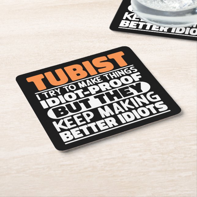 Tubist I Try To Make Things Funny Sayings Musician Square Paper Coaster (Angled)