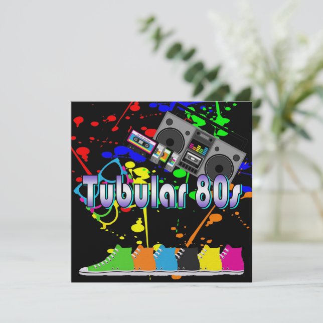 Tubular 80s invitation (Standing Front)
