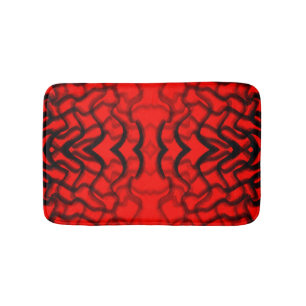 Tubular Black And Red Piping Bath Mat