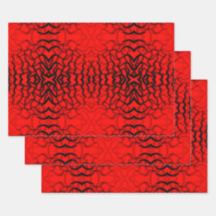 Tubular Black And Red Piping  Wrapping Paper Sheet