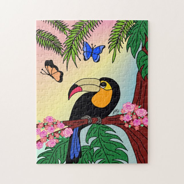 Tucano Head and butterflies Jigsaw Puzzle (Vertical)