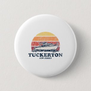 Tuckerton Nj Vintage Boating 70s Retro Boat Design 6 Cm Round Badge