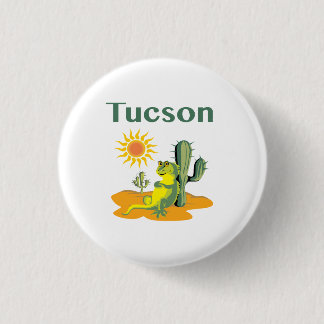 Tucson Arizona Desert Lizard and Cactus 3 Cm Round Badge
