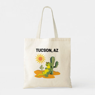 Tucson Arizona Desert Lizard and Cactus Tote Bag