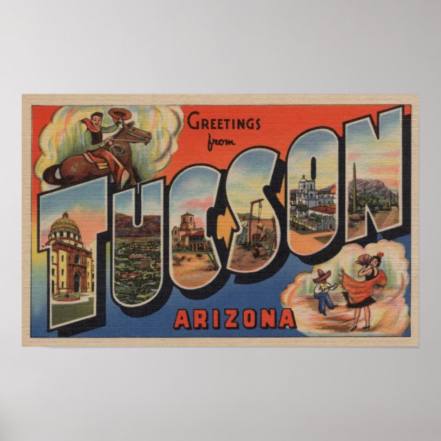 Tucson, Arizona - Large Letter Scenes Poster (Front)