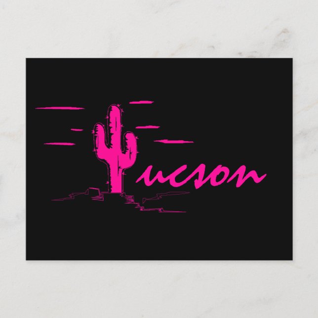 Tucson Arizona Neon Desert Nights Saguaro Cactus Postcard (Front)