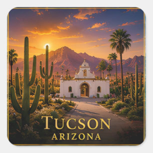 Tucson Arizona Sonoran Desert & Saguaro Country 🗺 Square Sticker