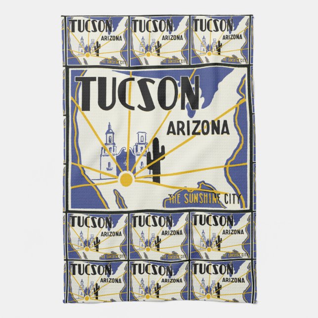 Tucson Arizona Tea Towel (Vertical)