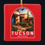 Tucson Arizona Travel Art Emblem Ceramic Ornament<br><div class="desc">Tucson retro vector travel design. Tucson is also known for its rich cultural heritage,  rooted in Spanish,  Mexican,  and Western influences.</div>