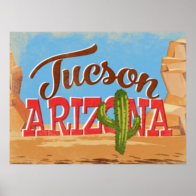 Tucson Arizona Vintage Travel Poster (Front)