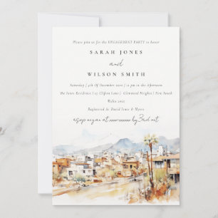 Tucson, Arizona Watercolor Landscape Engagement Invitation