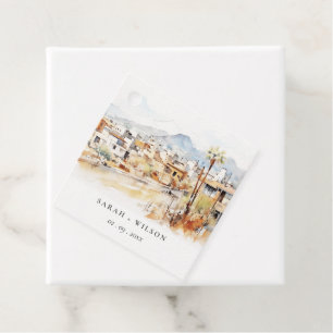 Tucson, Arizona Watercolor Landscape Wedding Favour Tags